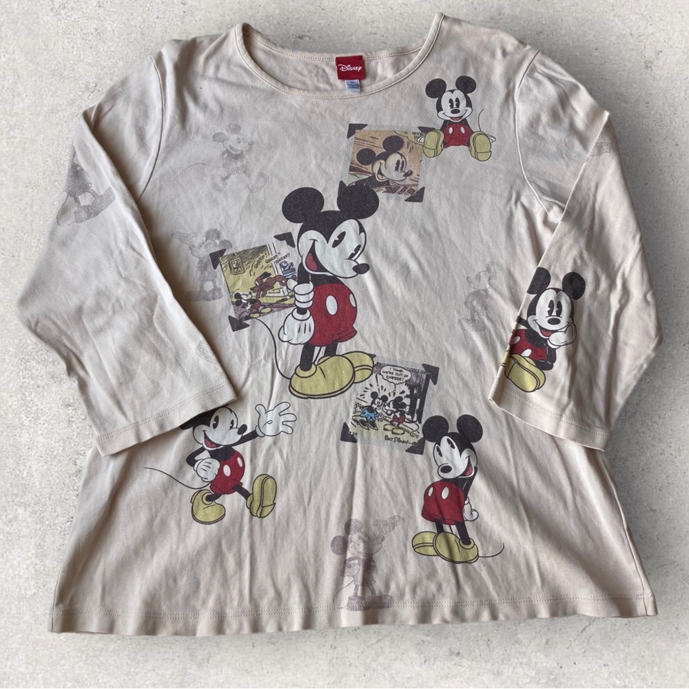 Vintage women’s Mickey Mouse allover print Blouse shirt size XL oversized